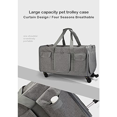 Foldable Rolling Pet Carrier with Detachable Wheels