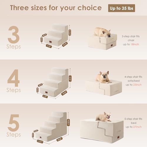 EHEYCIGA Extra-Wide Pet Stairs for Beds and Couches