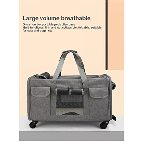 Foldable Rolling Pet Carrier with Detachable Wheels