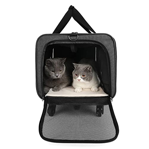 Foldable Rolling Pet Carrier with Detachable Wheels