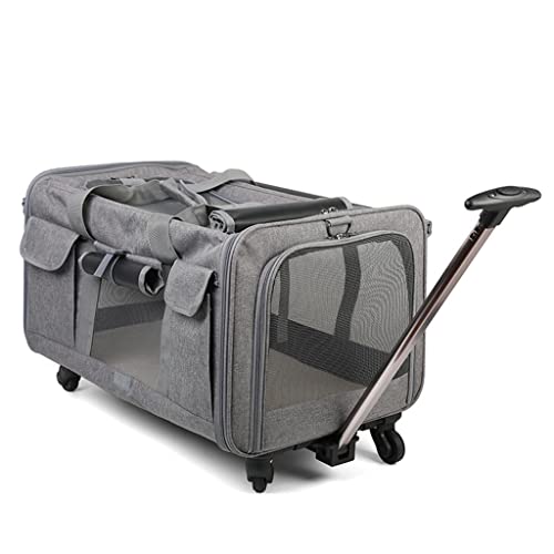 Foldable Rolling Pet Carrier with Detachable Wheels