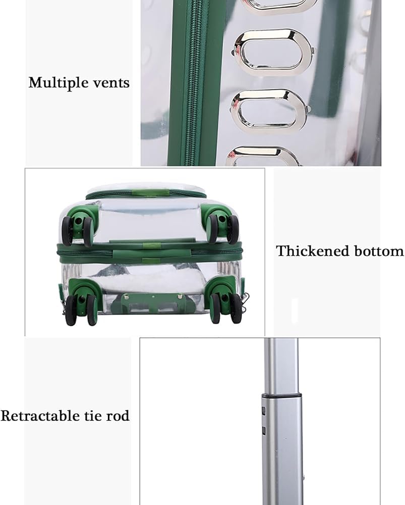 Clear Rolling Pet Carrier Suitcase for Cats and Puppies