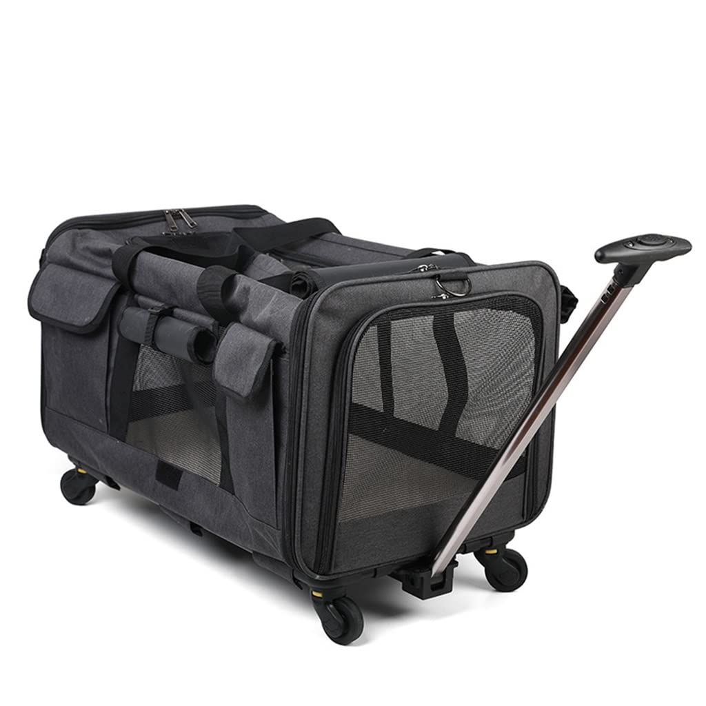 Foldable Rolling Pet Carrier with Detachable Wheels