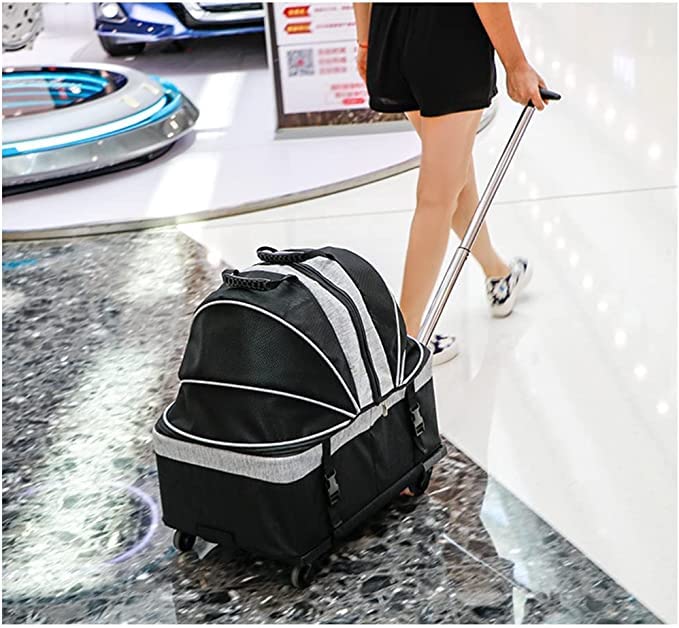 Rolling Pet Carrier for Small Dogs and Cats with Detachable Wheels