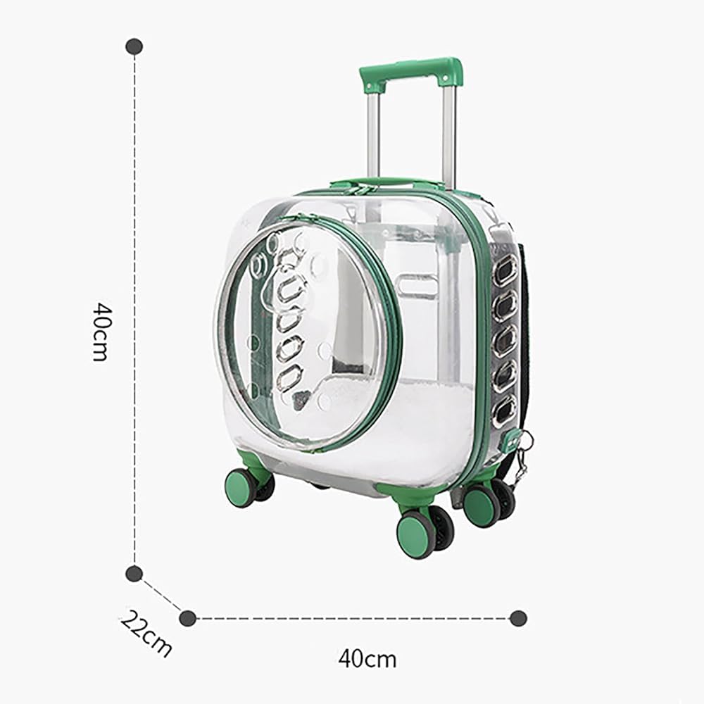Clear Rolling Pet Carrier Suitcase for Cats and Puppies