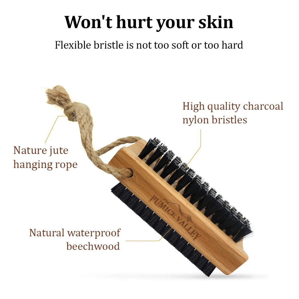 Wooden Double-Sided Fingernail Cleaning Brush