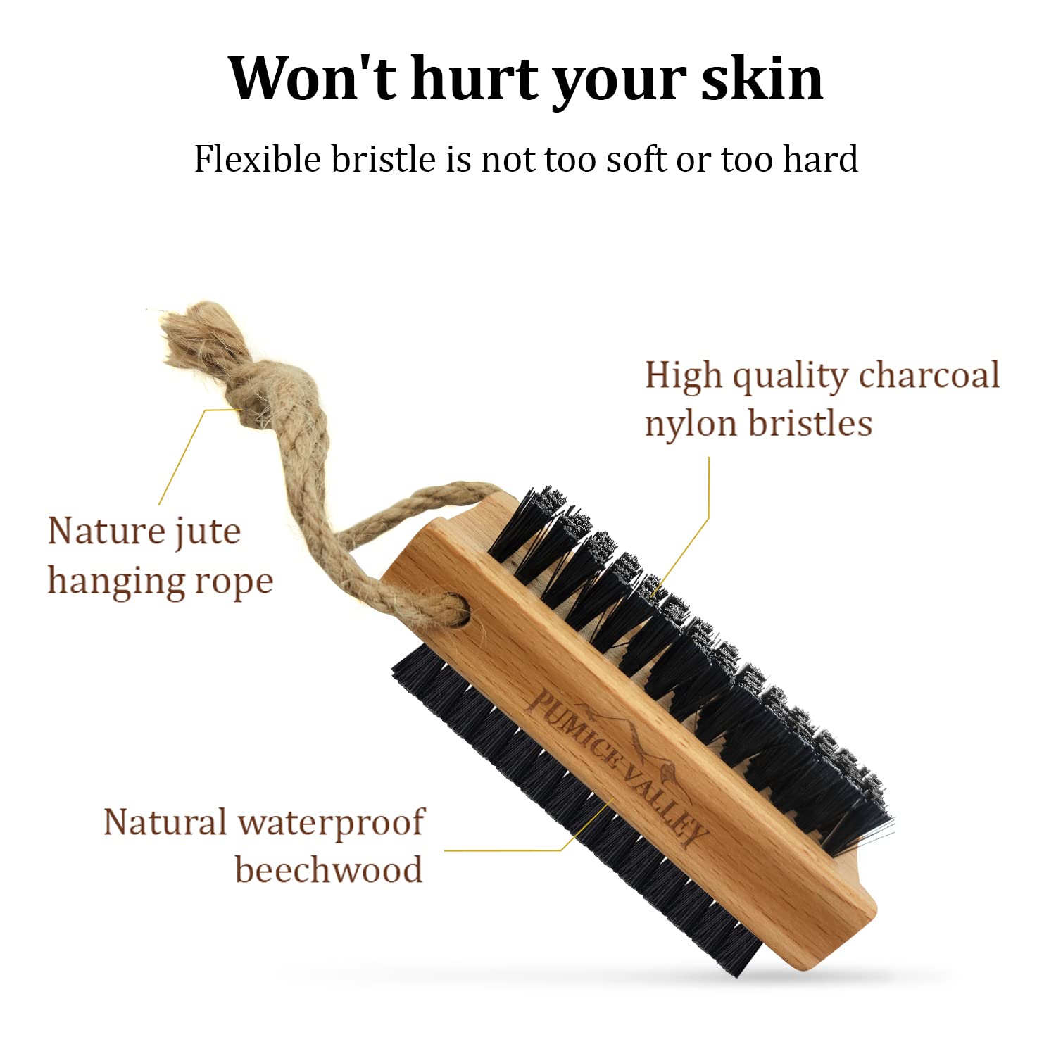 Wooden Double-Sided Fingernail Cleaning Brush