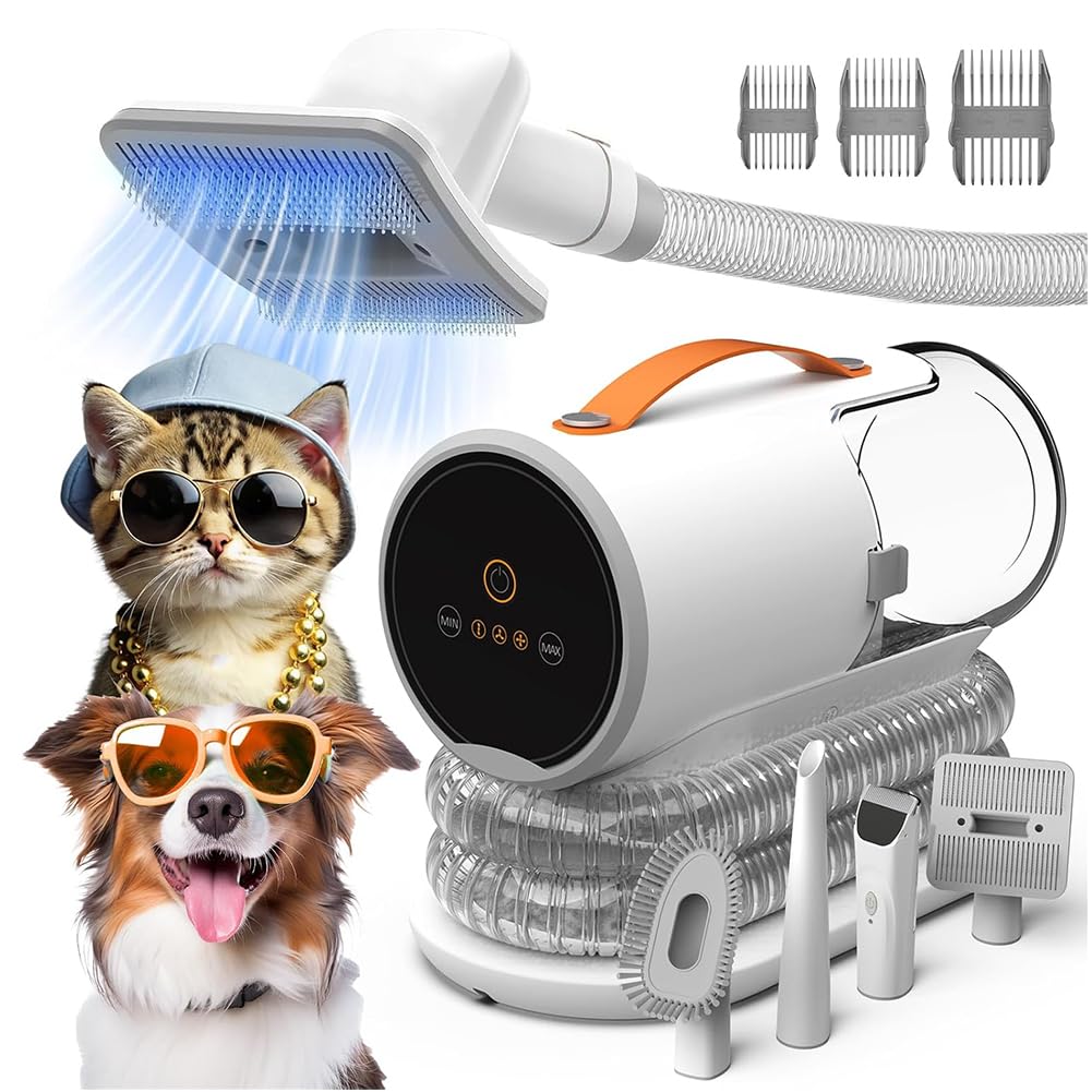 Low-Noise Pet Grooming Vacuum Kit with 5 Tools