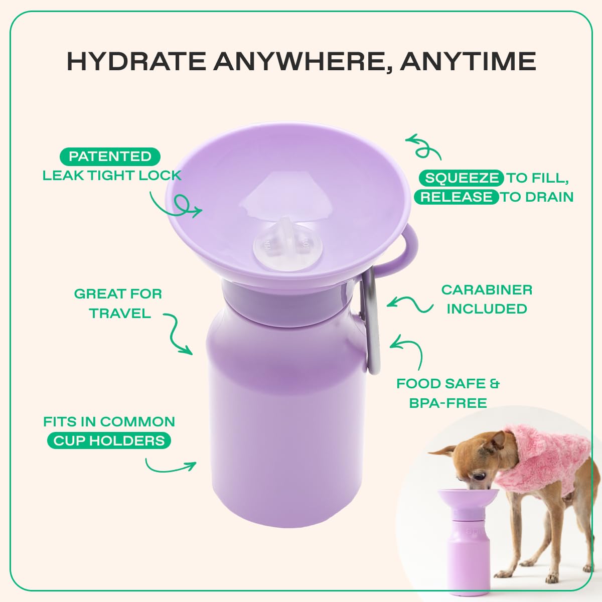 Springer 22 oz Leak-Proof Portable Dog Water Bottle