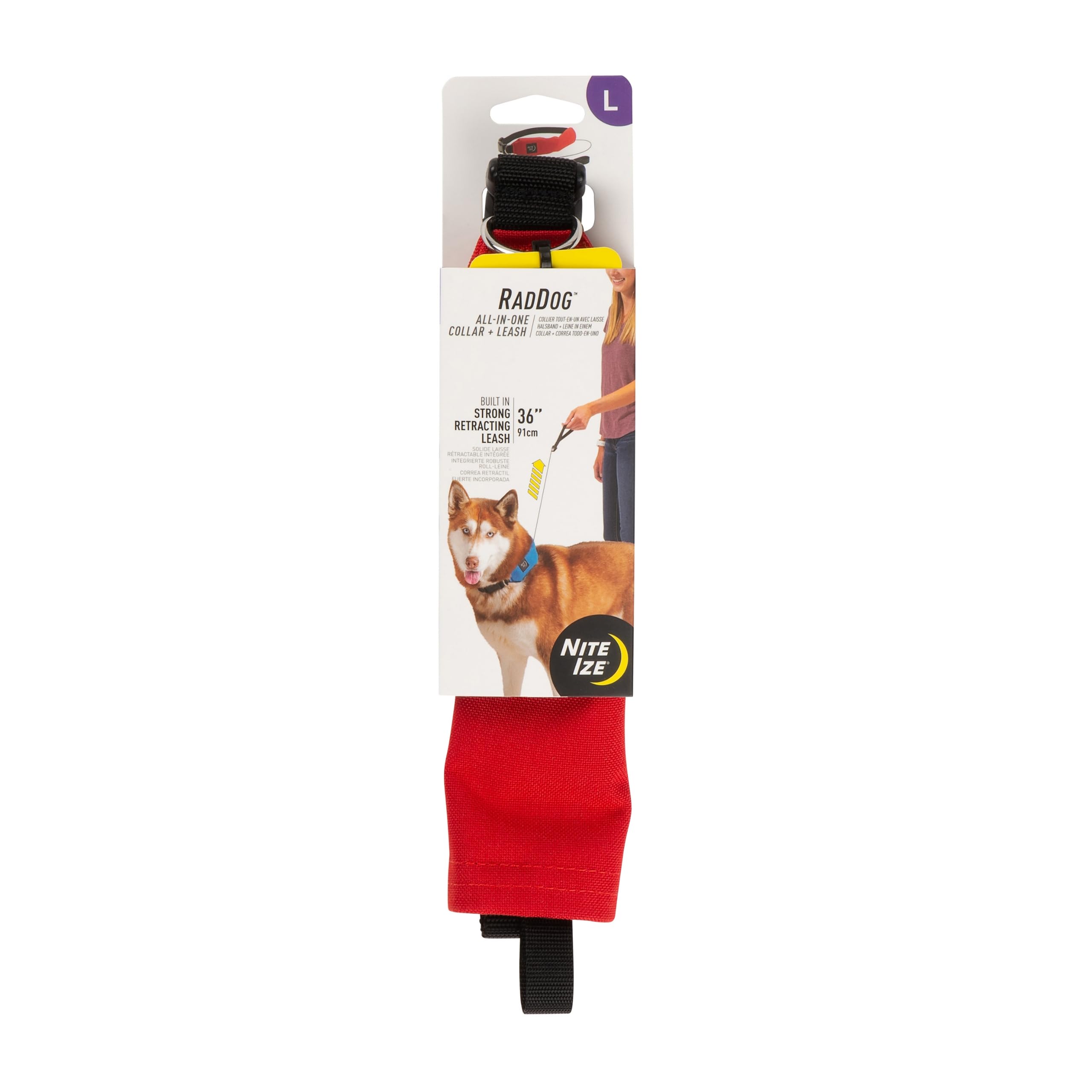 Nite Ize Raddog Heavy-Duty Collar with Retractable Leash