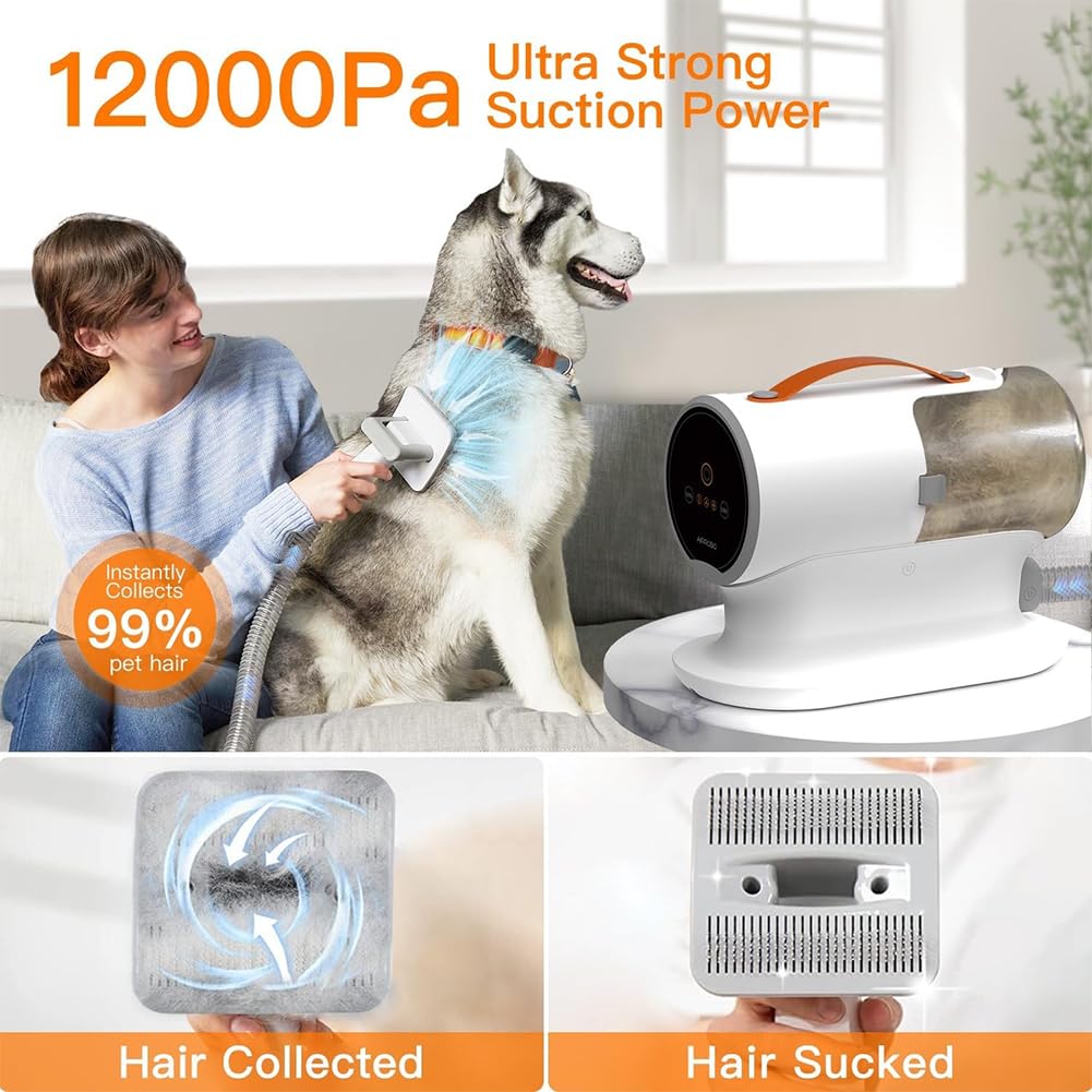Low-Noise Pet Grooming Vacuum Kit with 5 Tools