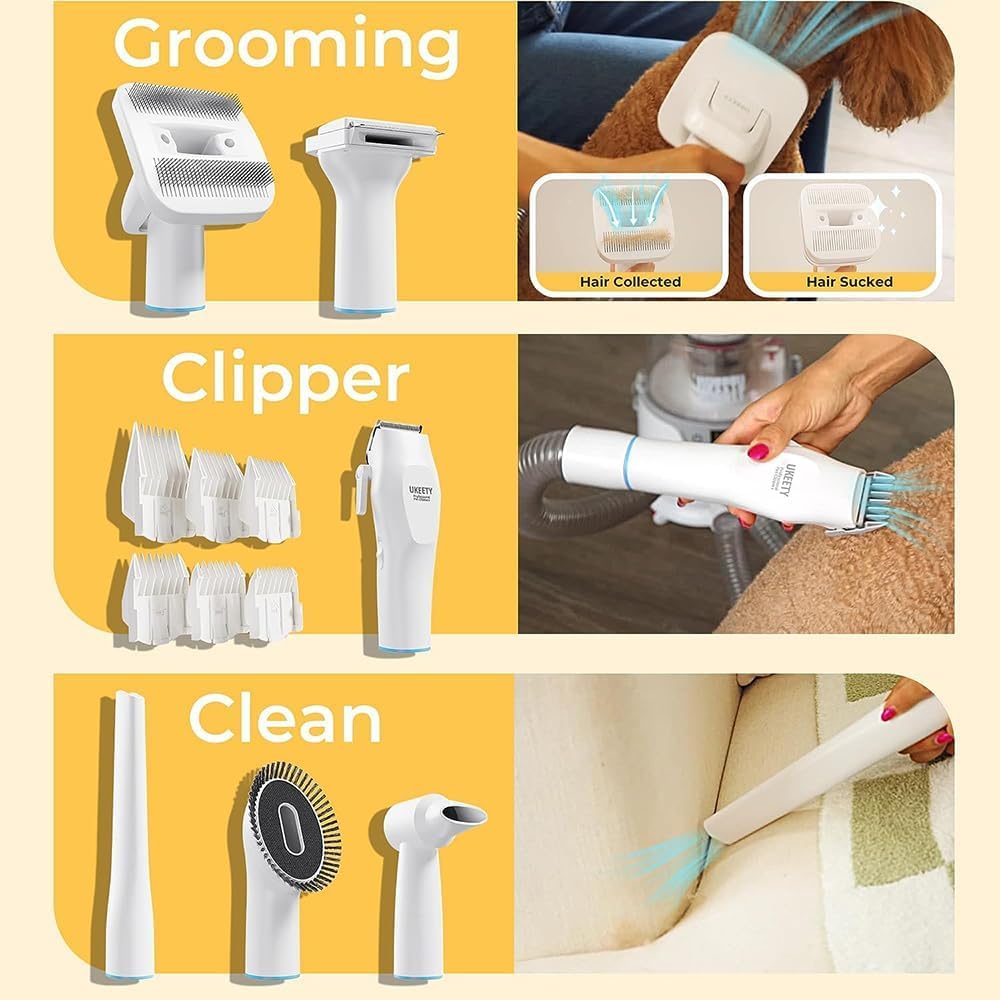 Professional Pet Grooming Vacuum Kit with Dryer and 6 Tools