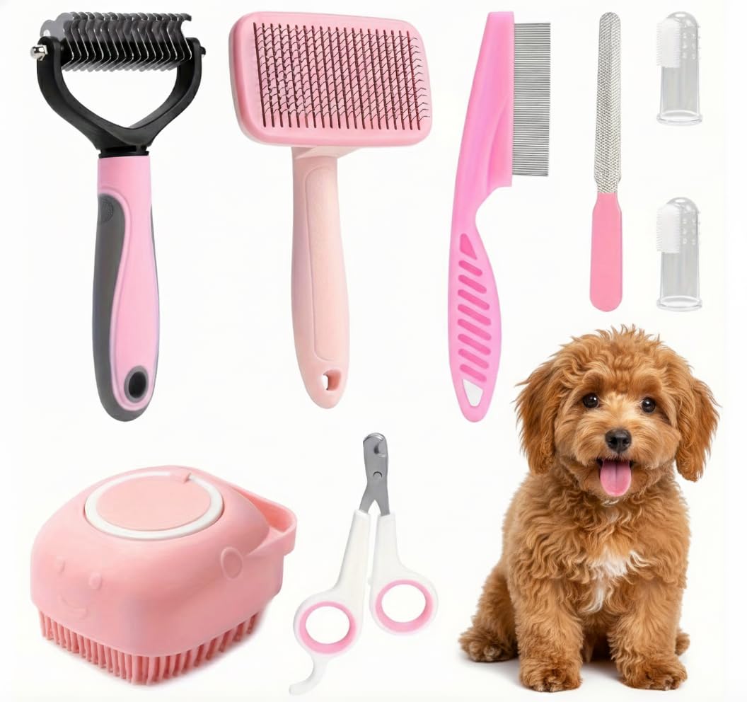 Haminway 8-Piece Dog Grooming Kit for Small and Medium Dogs