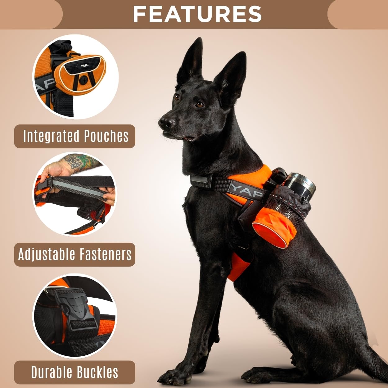 YAP Beta Noir Choke-Free No-Pull Dog Harness with Handle