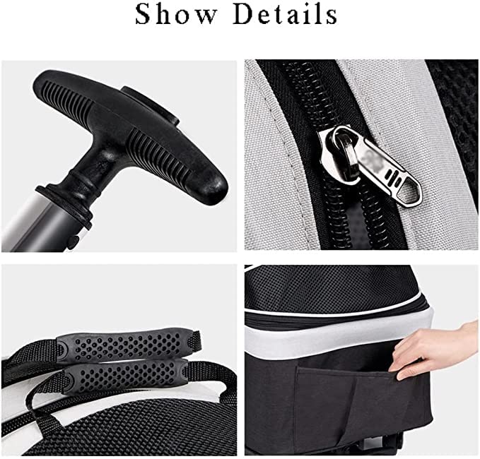 Rolling Pet Carrier for Small Dogs and Cats with Detachable Wheels