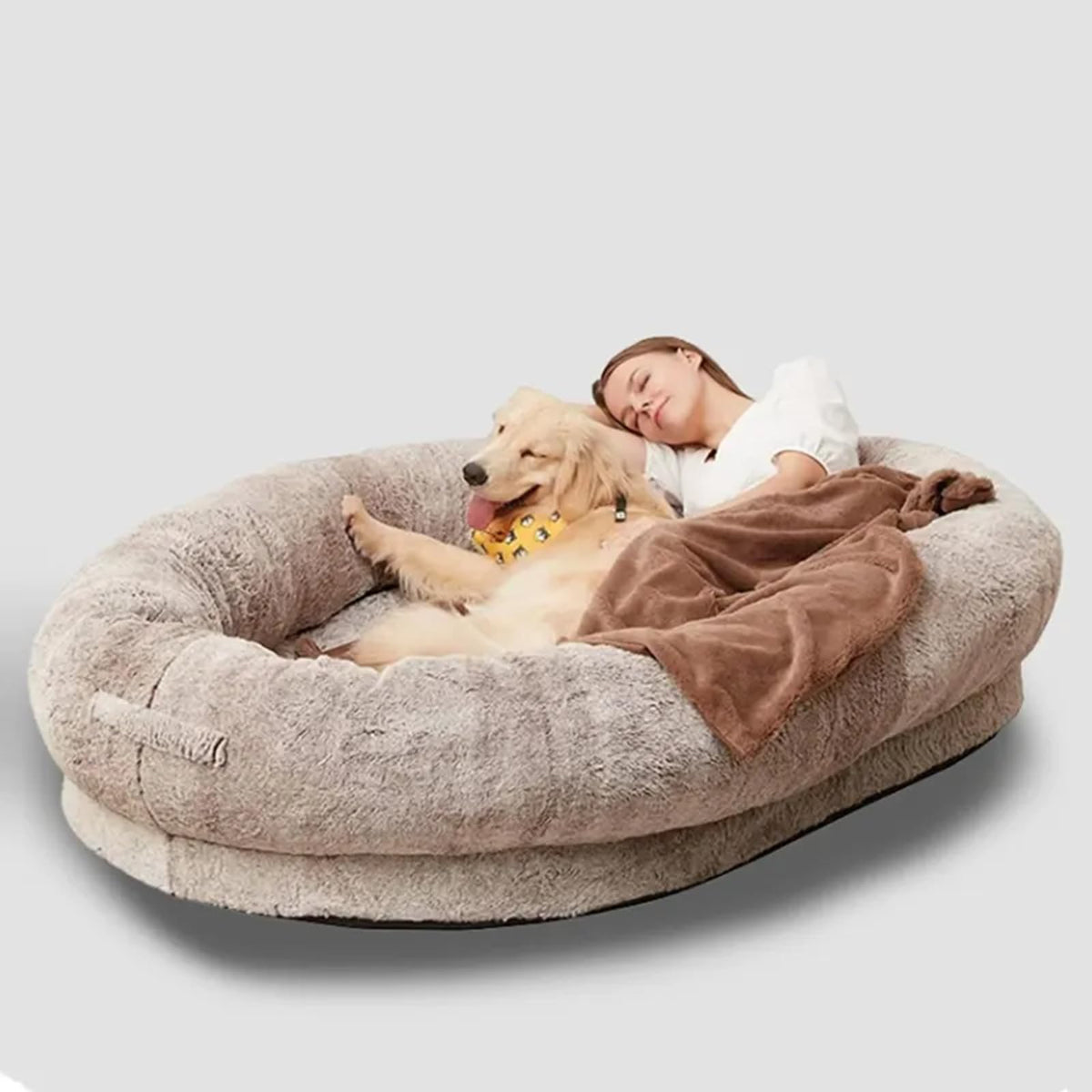 CUIYMXSC Giant Faux Fur Human Dog Bed with Orthopedic Foam