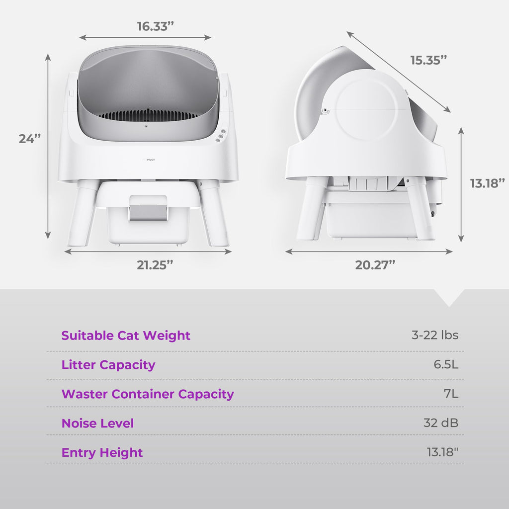 PetPivot Open-Top Self-Cleaning Litter Box with Sensor