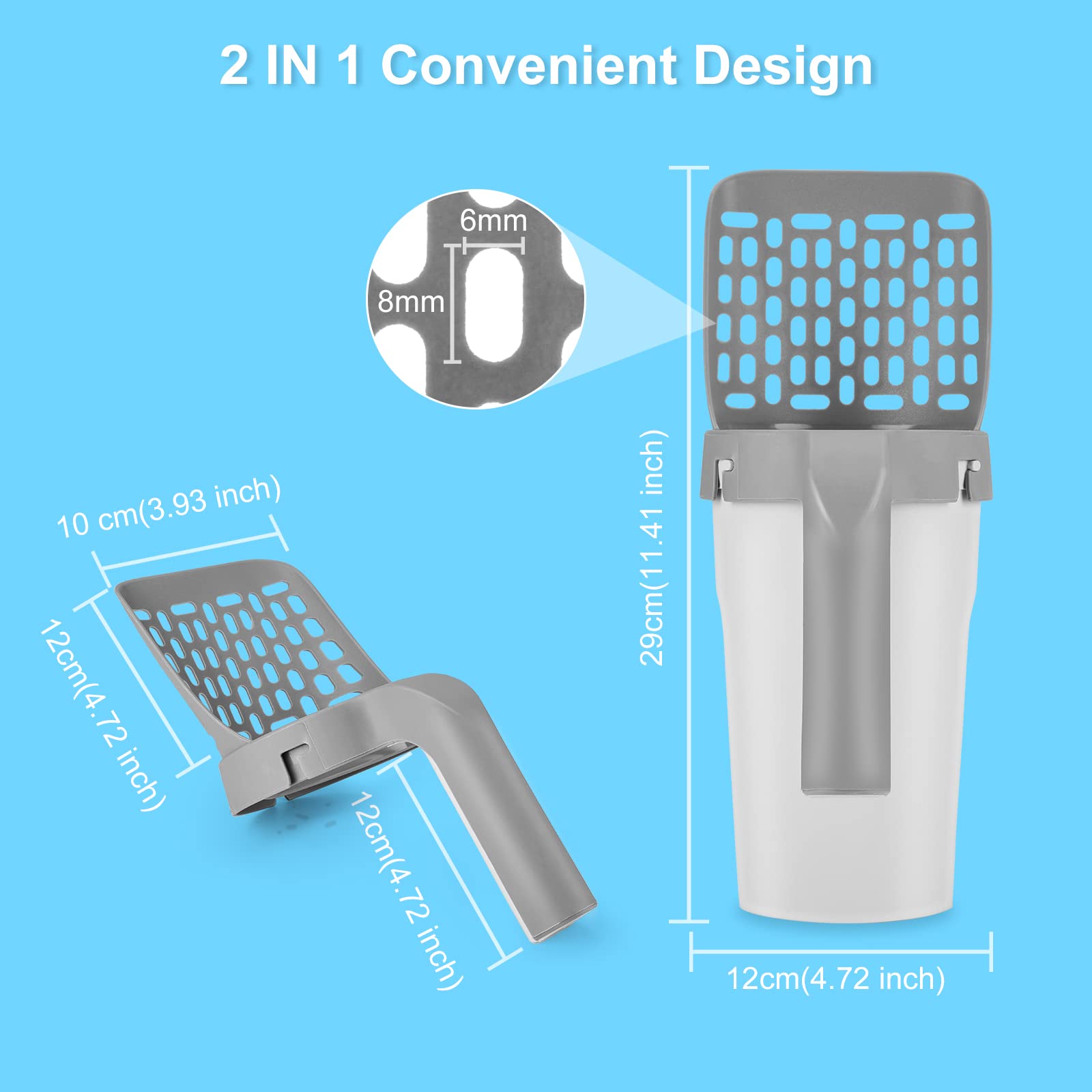 Portable Cat Litter Scoop with Waste Bin and 135 Bags