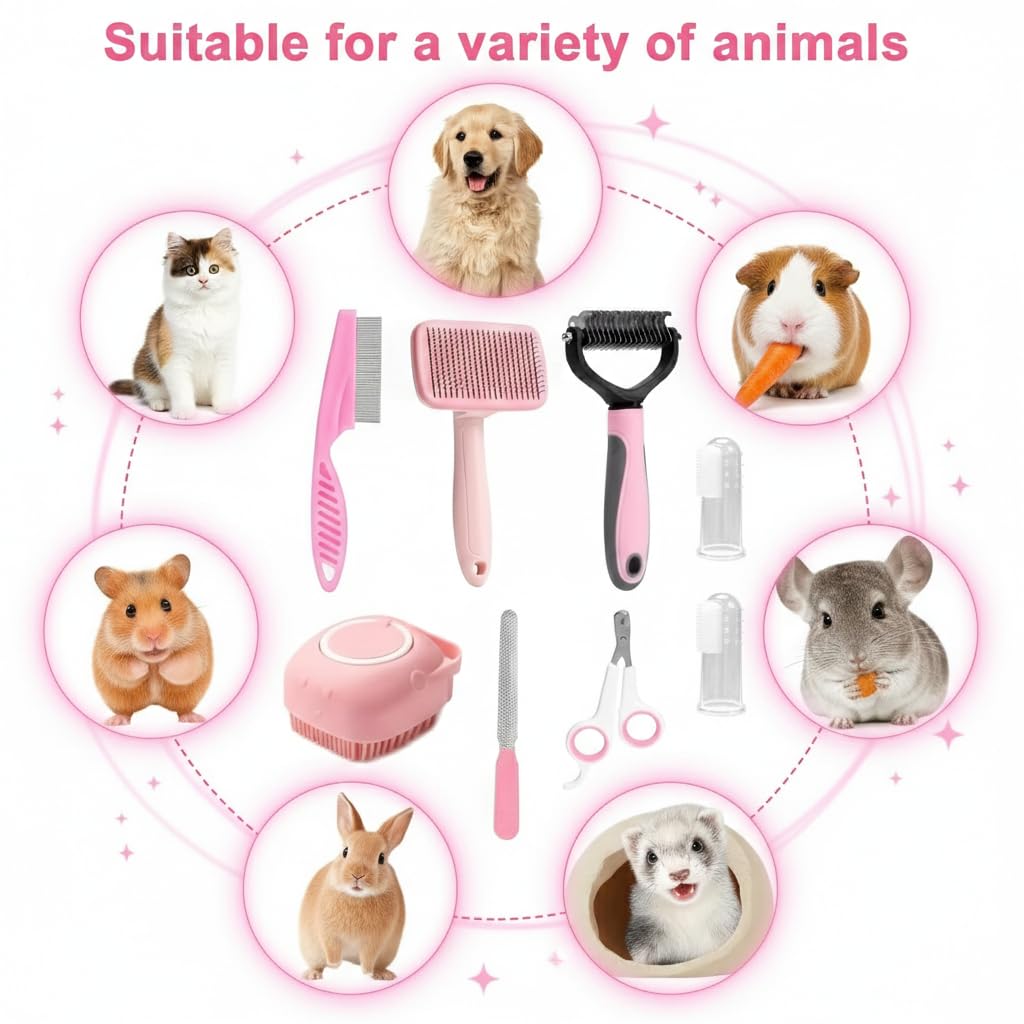 Haminway 8-Piece Dog Grooming Kit for Small and Medium Dogs