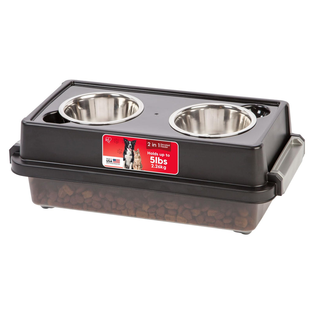IRIS USA 2-in-1 Elevated Dog Bowls with Food Storage