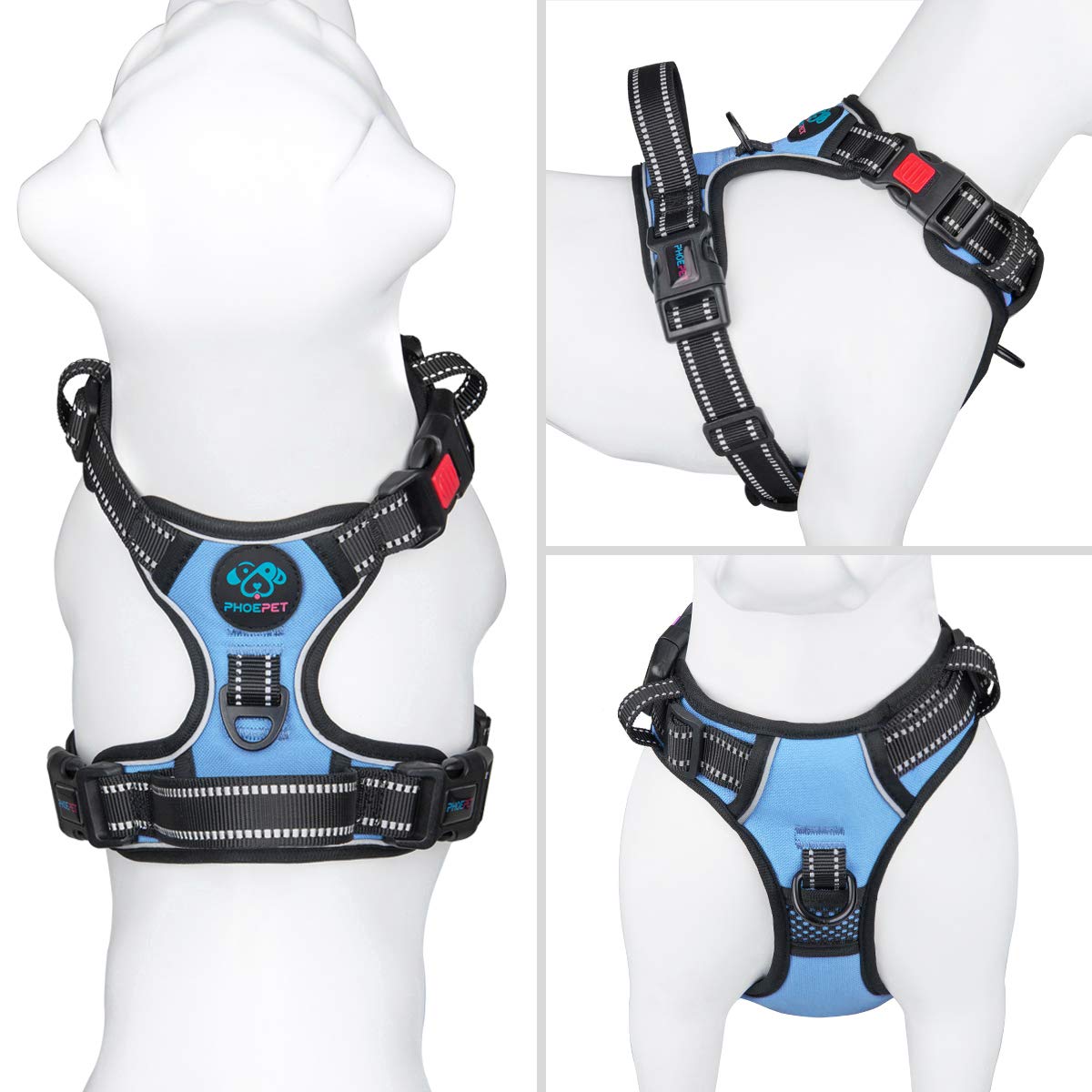 PHOEPET Reflective No-Pull Dog Harness with ID Pocket