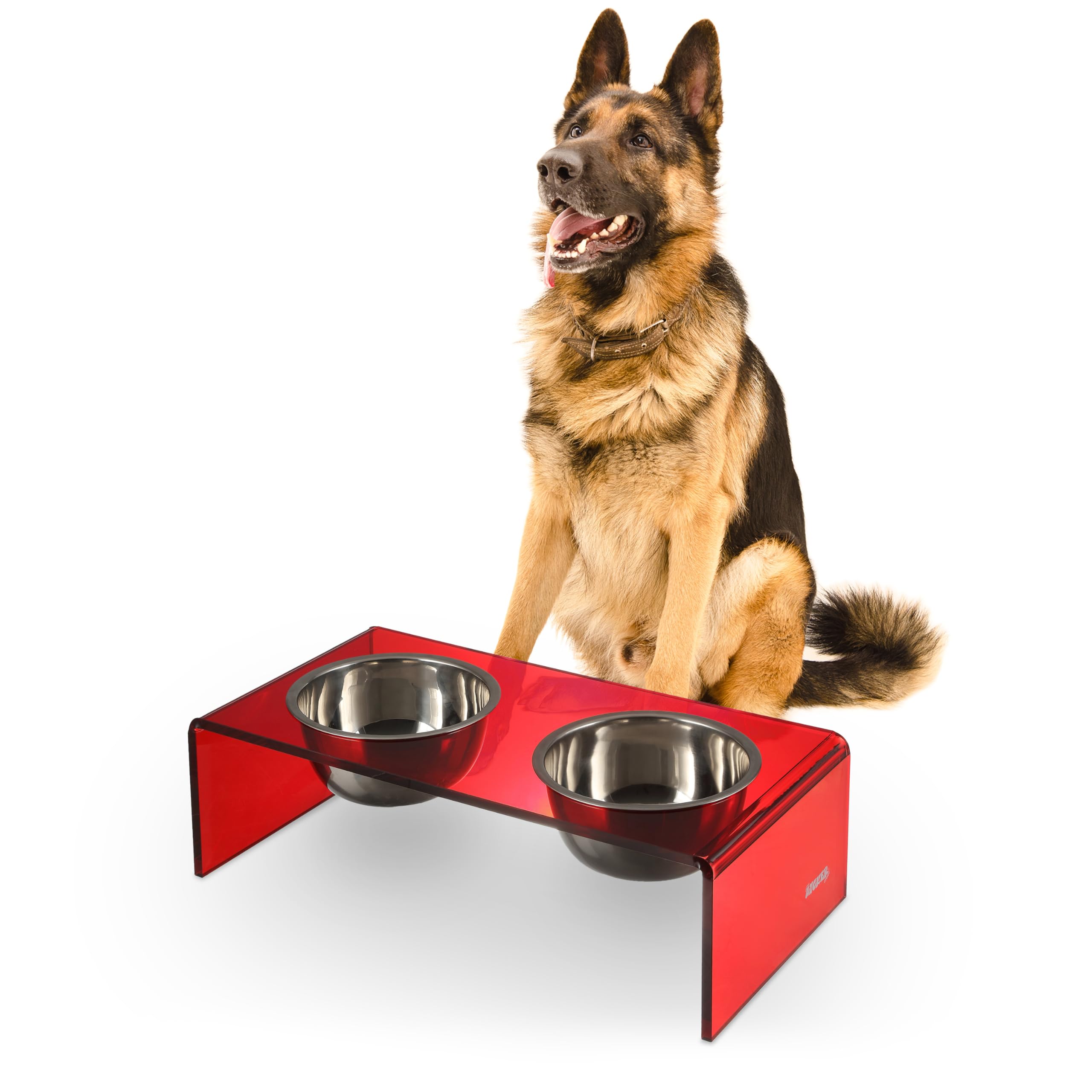 LICKER Acrylic Elevated Pet Feeder with Clear Stand