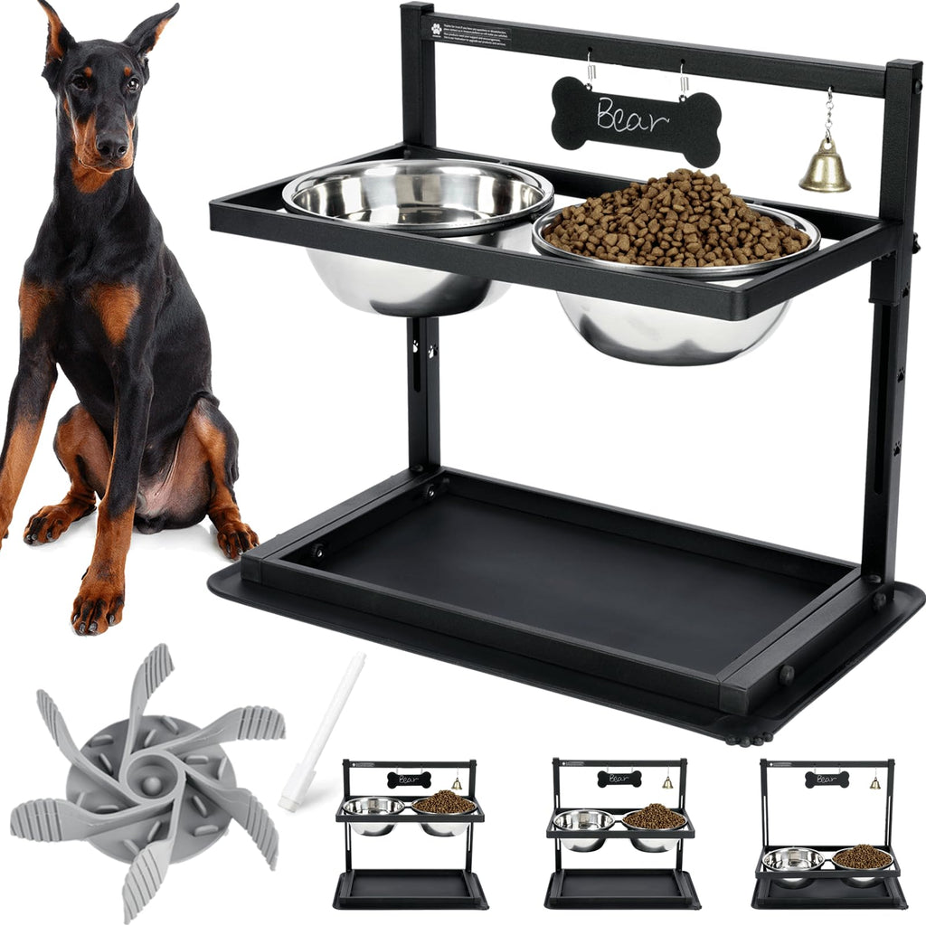 Adjustable Elevated Dog Bowls with Non-Slip Stand