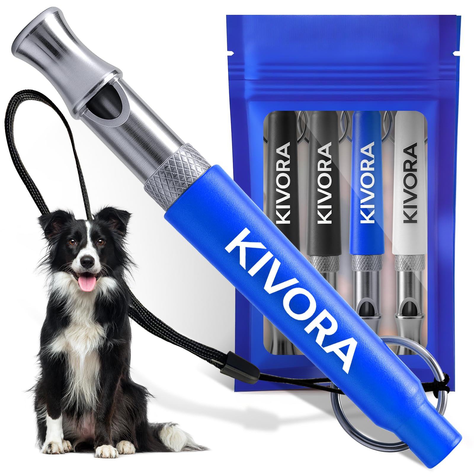 KIVORA Adjustable Ultrasonic Dog Training Whistle 4-Pack