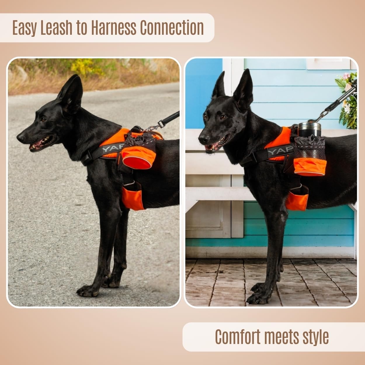 YAP Beta Noir Choke-Free No-Pull Dog Harness with Handle