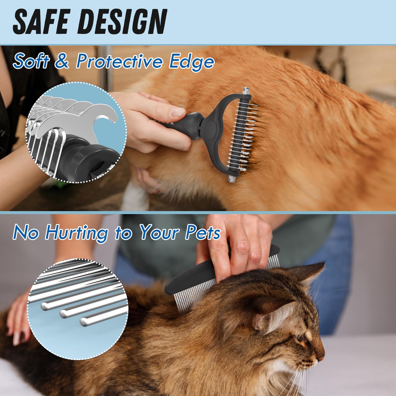 Docrok Pet Grooming Brush and Stainless Steel Comb Set