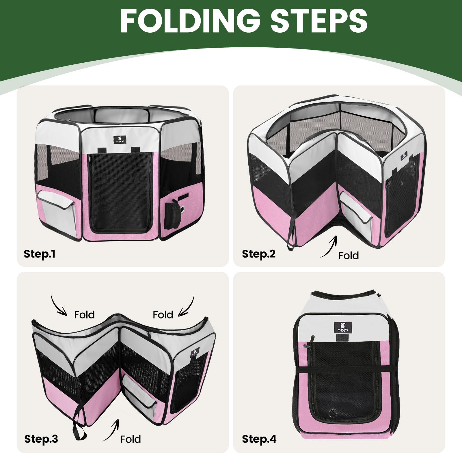 X-ZONE PET Foldable Portable Playpen for Small Pets