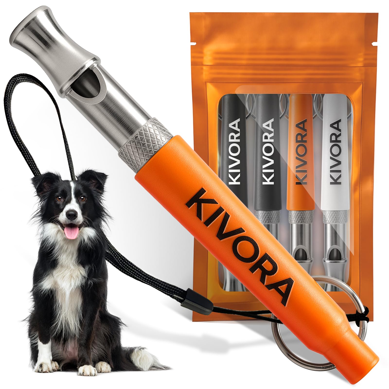 KIVORA Adjustable Ultrasonic Dog Training Whistle 4-Pack