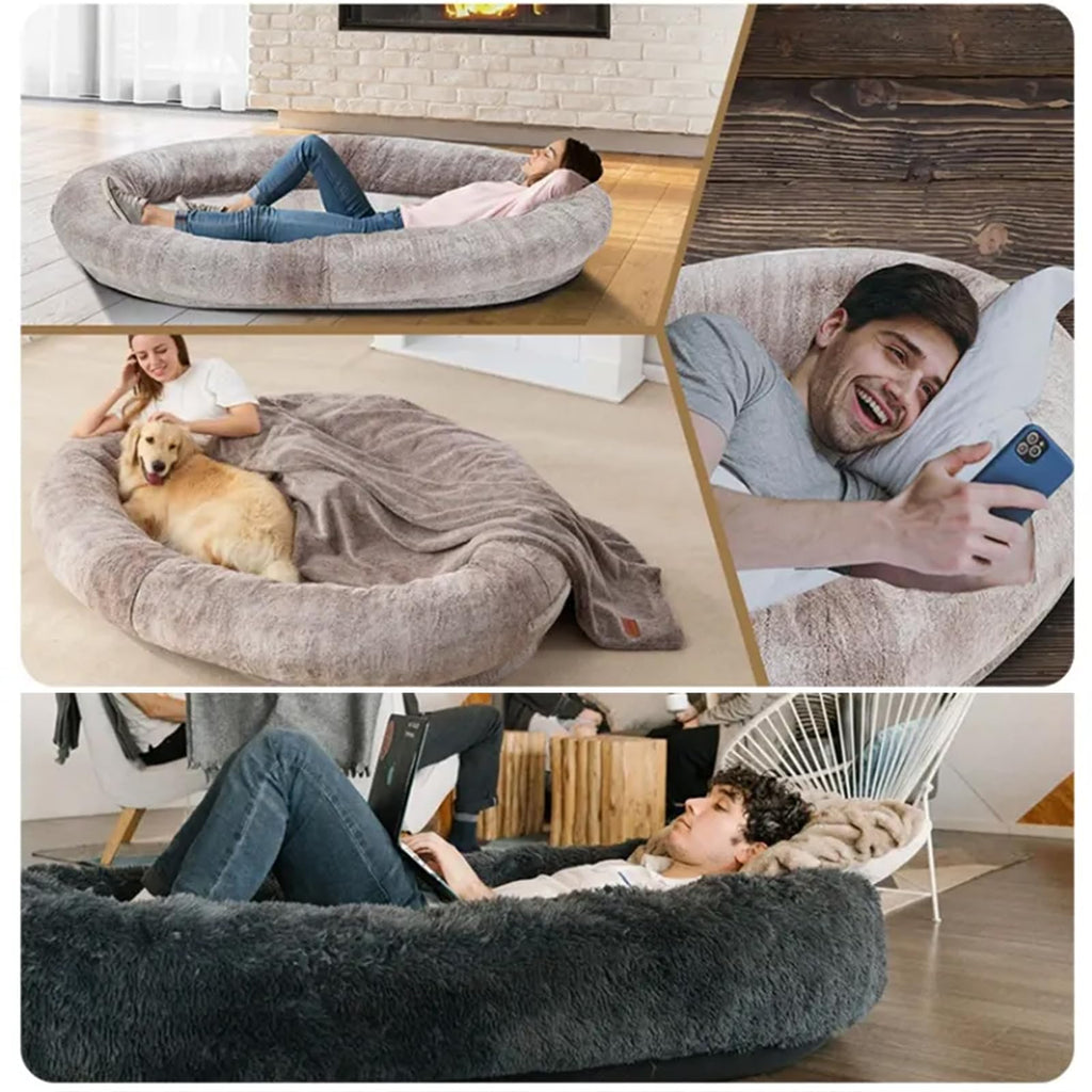 CUIYMXSC Giant Faux Fur Human Dog Bed with Orthopedic Foam