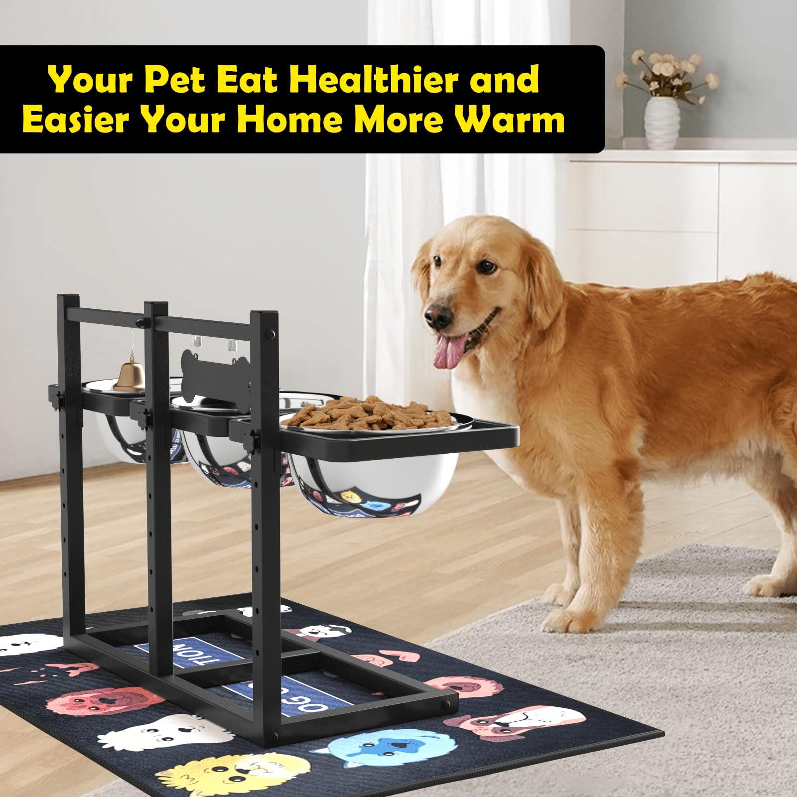 Adjustable Elevated Dog Bowls with Non-Slip Stand