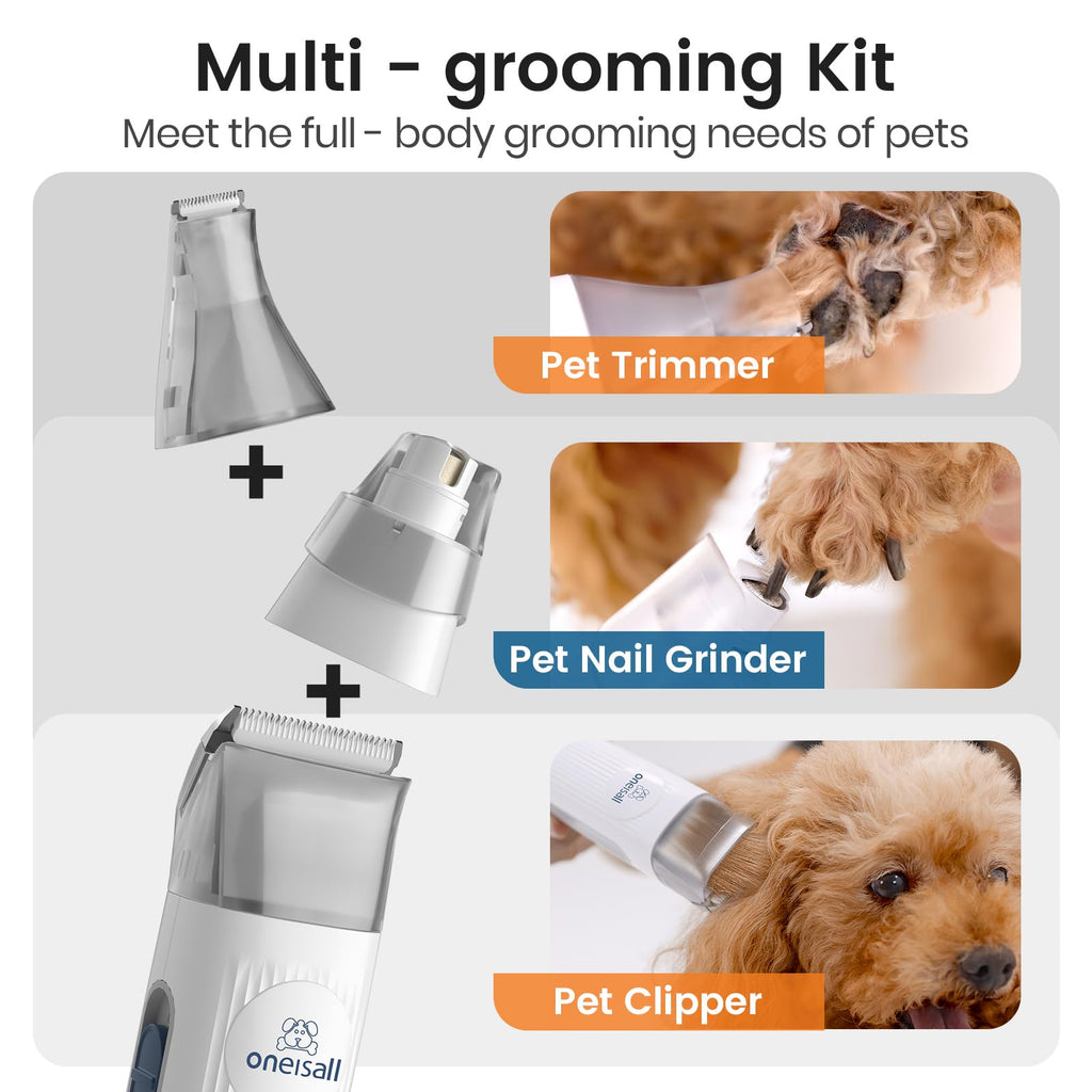 Oneisall 7-in-1 Pet Grooming Vacuum and Clipper Kit