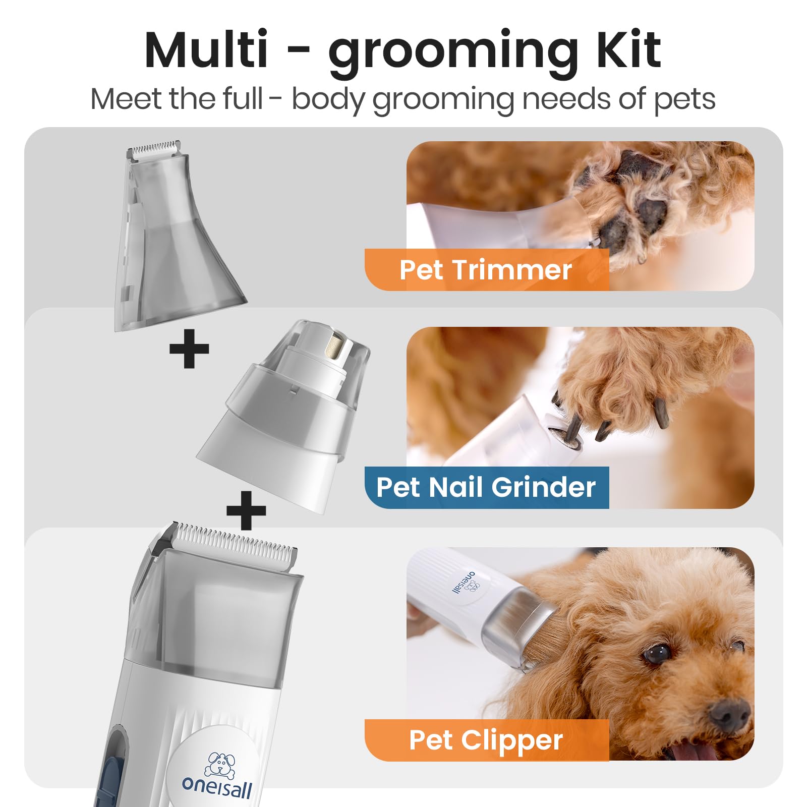 Oneisall 7-in-1 Pet Grooming Vacuum and Clipper Kit