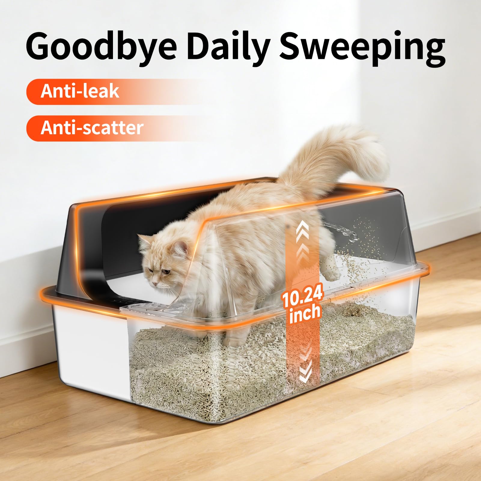 TEVILA XL Stainless Steel High-Sided Litter Boxes, 2-Pack