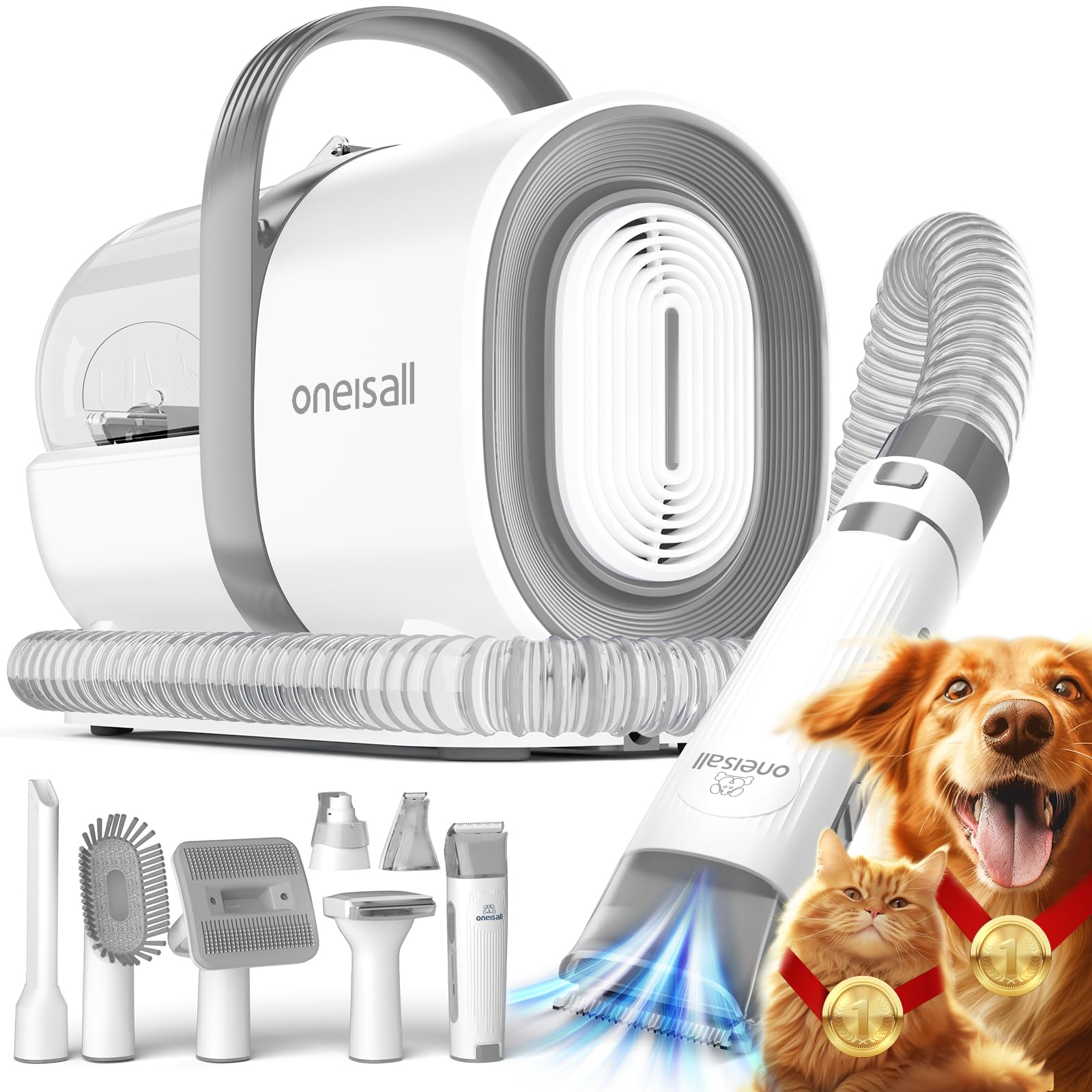 Oneisall 7-in-1 Pet Grooming Vacuum and Clipper Kit