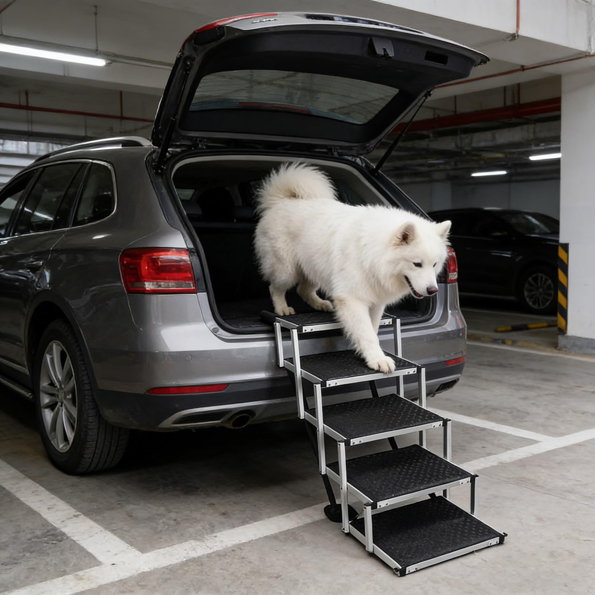 Portable 5-Step Aluminum Dog Car Stairs for SUVs