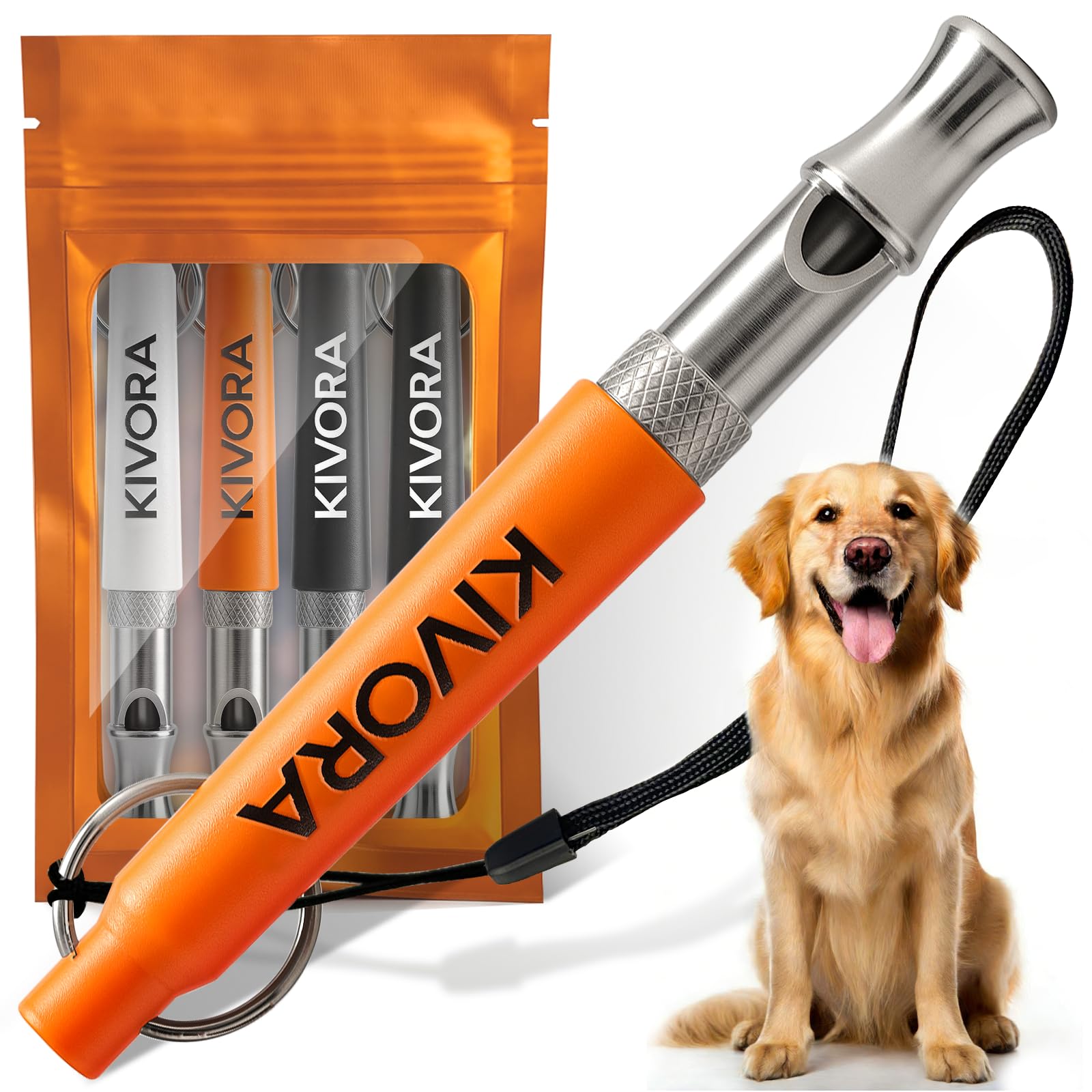 KIVORA Adjustable Ultrasonic Dog Training Whistle 4-Pack