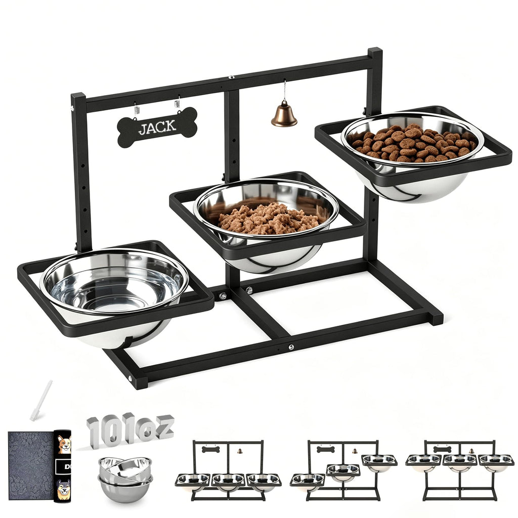 Adjustable Elevated Dog Bowls with Non-Slip Stand