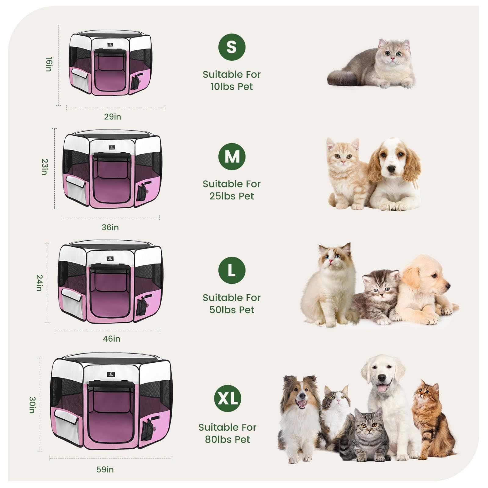 X-ZONE PET Foldable Portable Playpen for Small Pets
