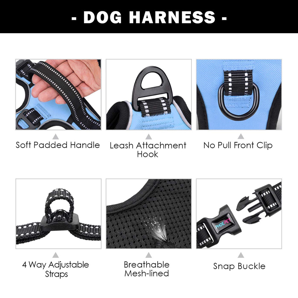 PHOEPET Reflective No-Pull Dog Harness with ID Pocket