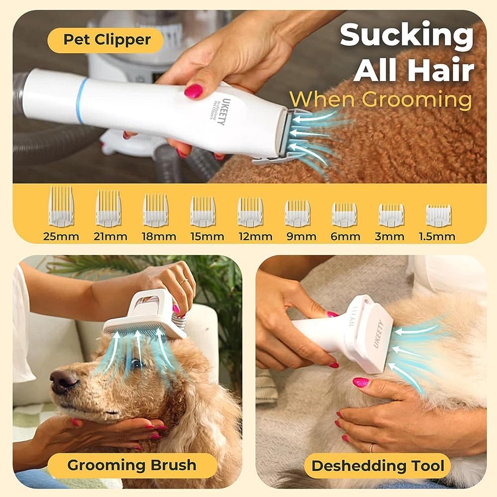 Professional Pet Grooming Vacuum Kit with Dryer and 6 Tools