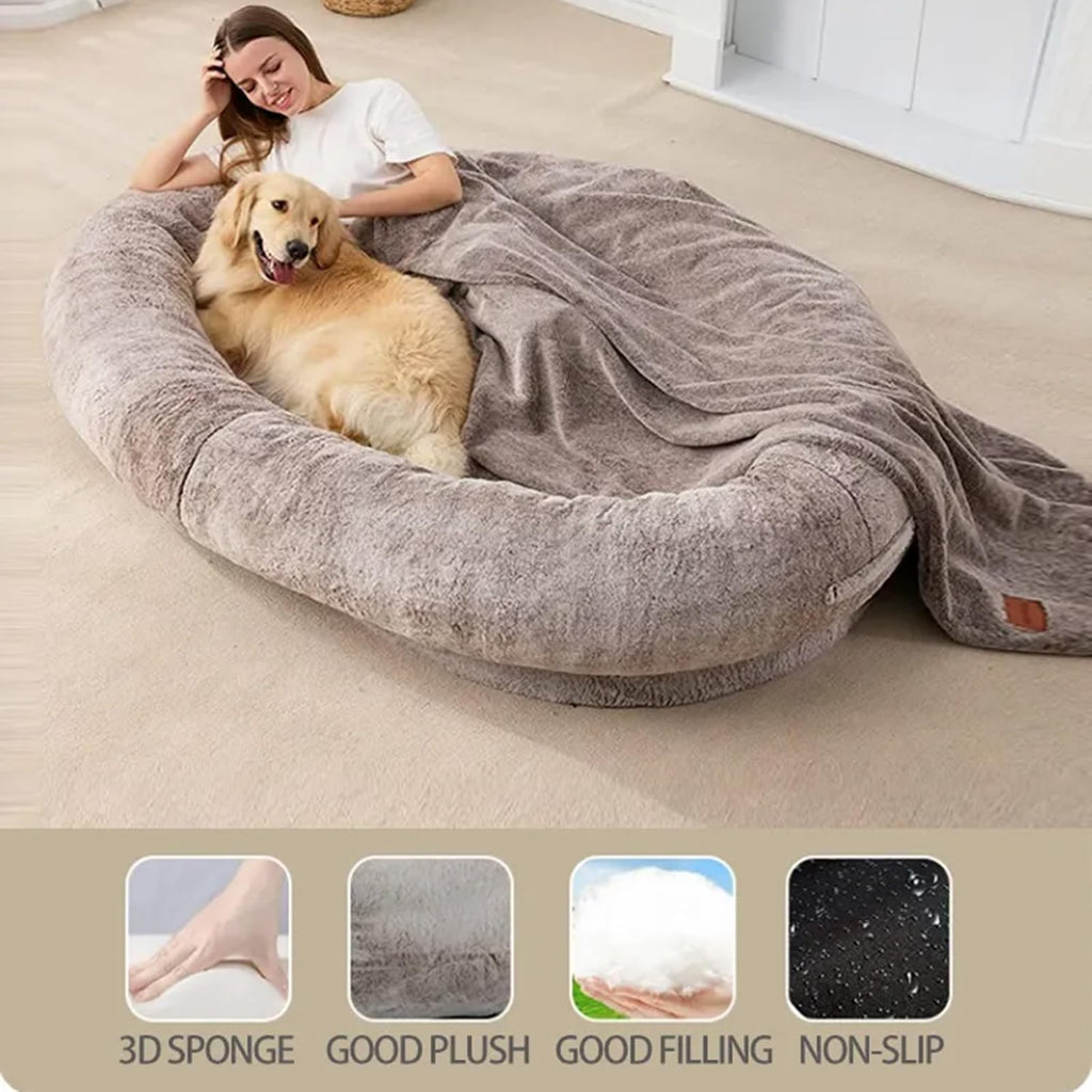 CUIYMXSC Giant Faux Fur Human Dog Bed with Orthopedic Foam