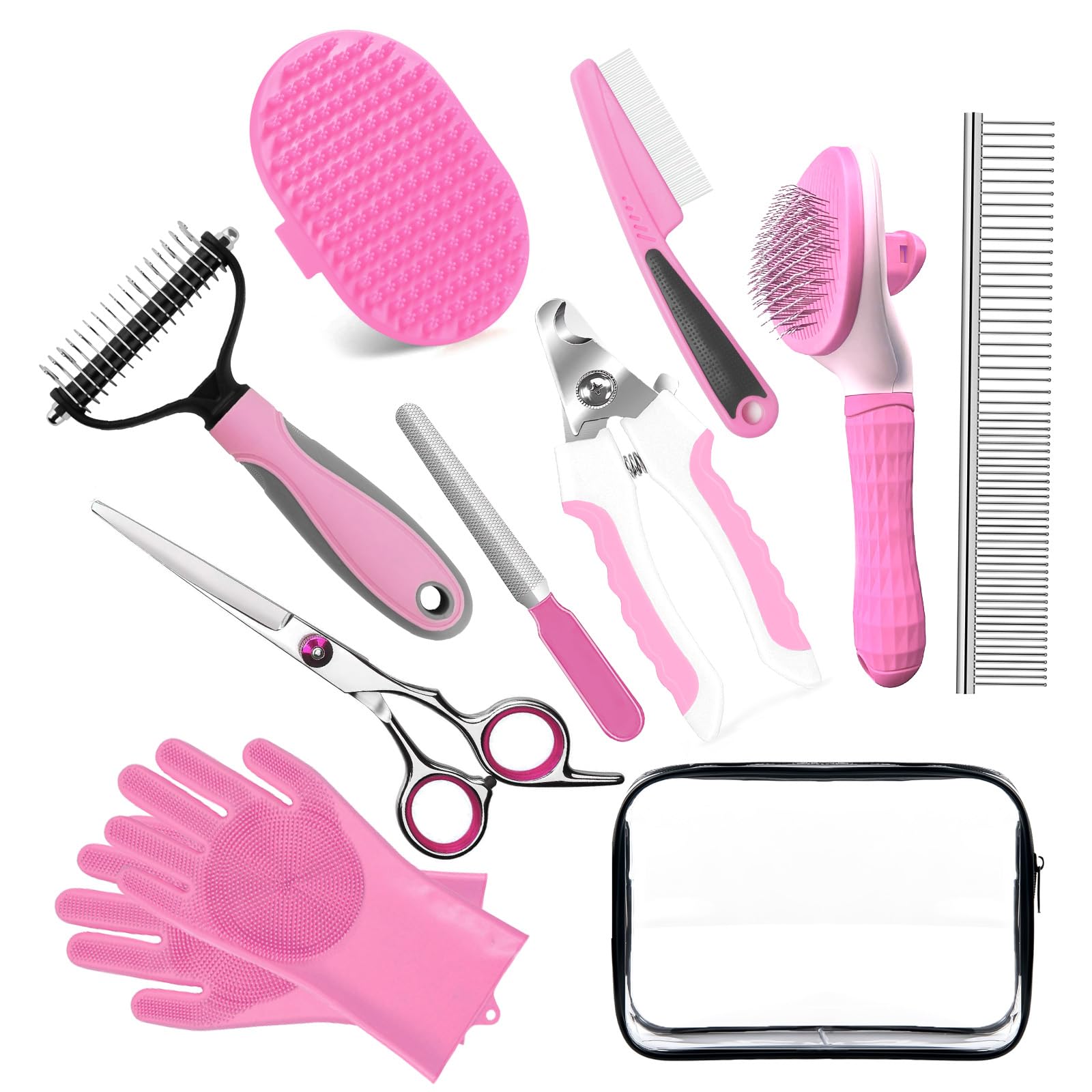 Dog and Cat Shedding Grooming Kit with Nail Clippers