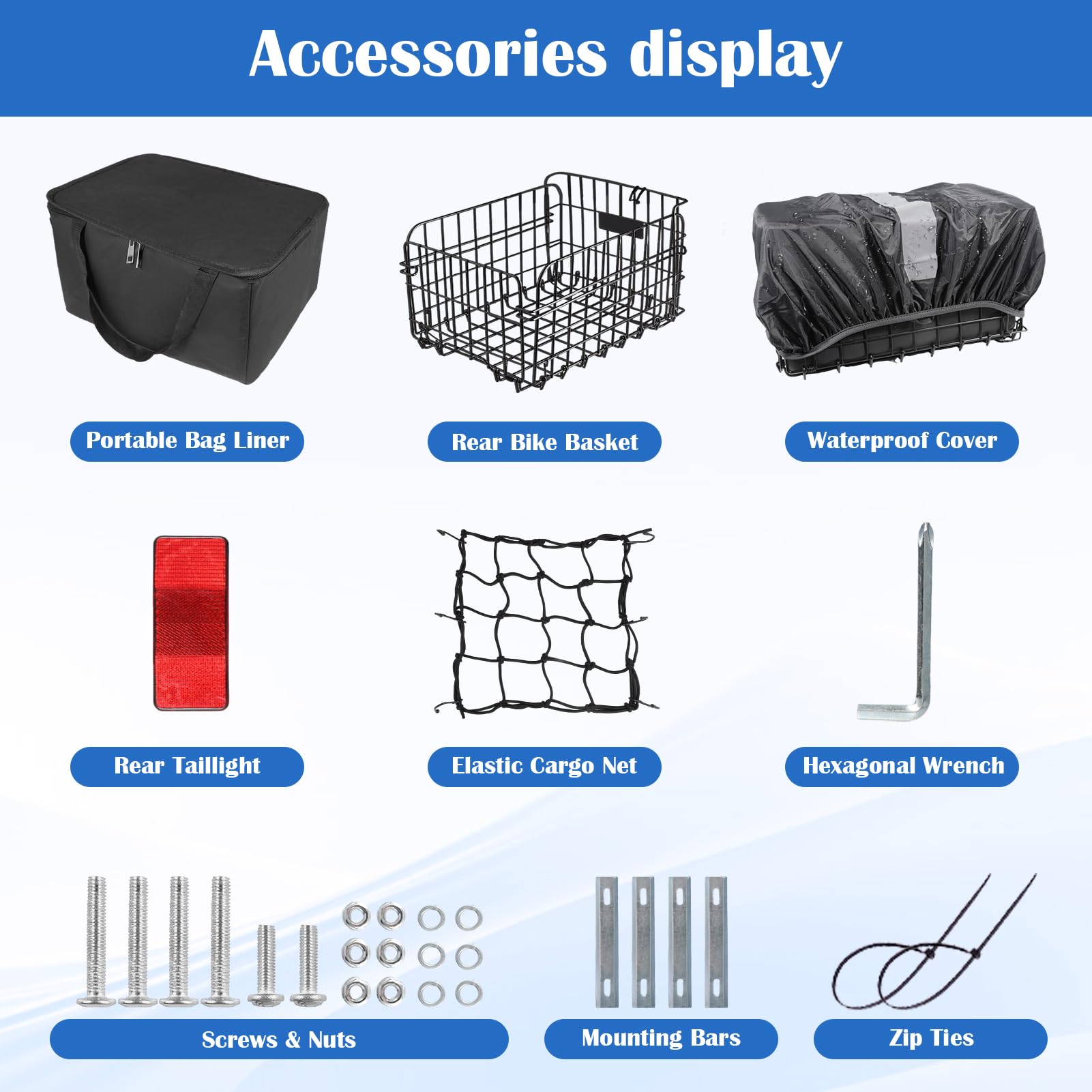 Folding Rear Bike Basket with Waterproof Pet Liner