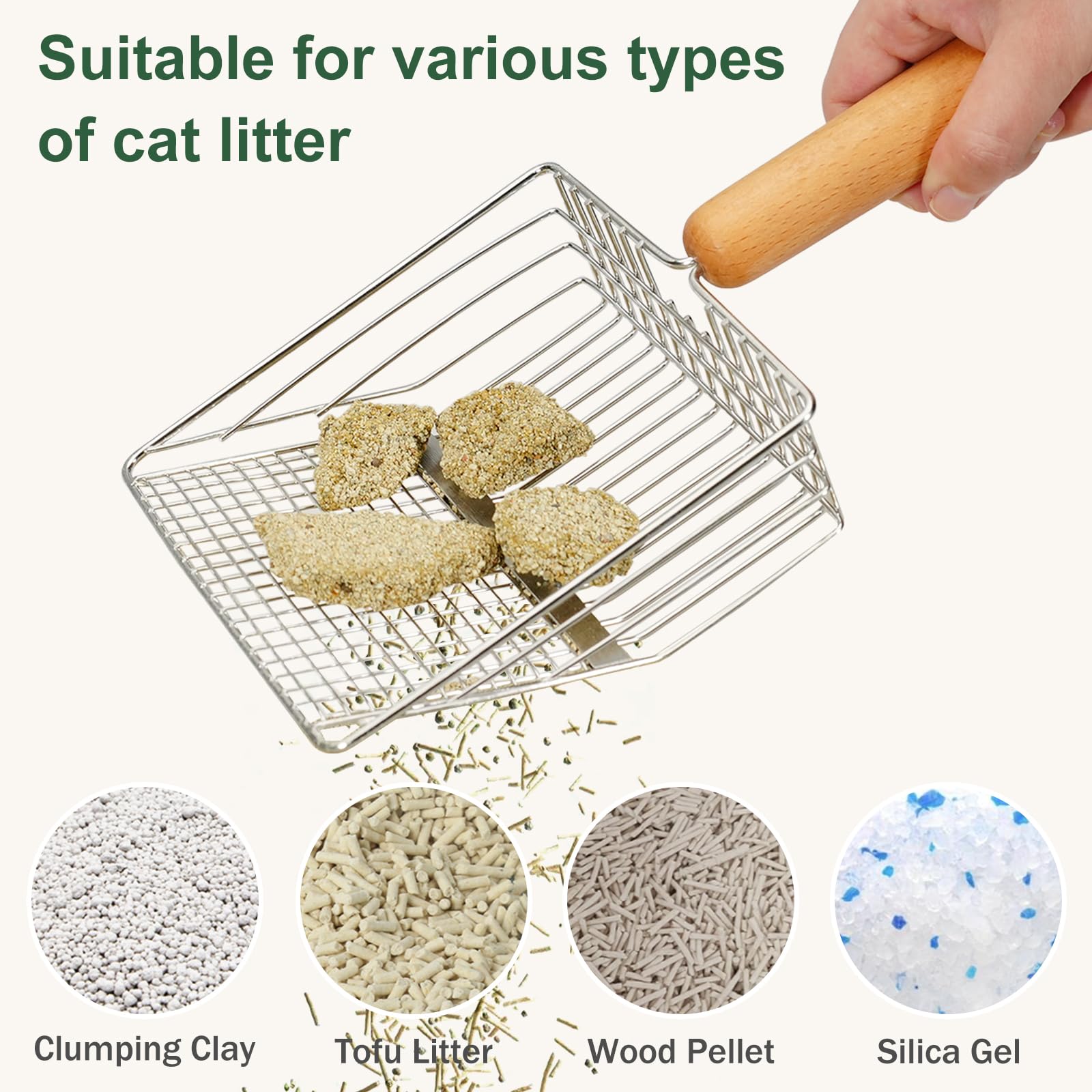 XBX Stainless Steel Cat Litter Scoop with Holder