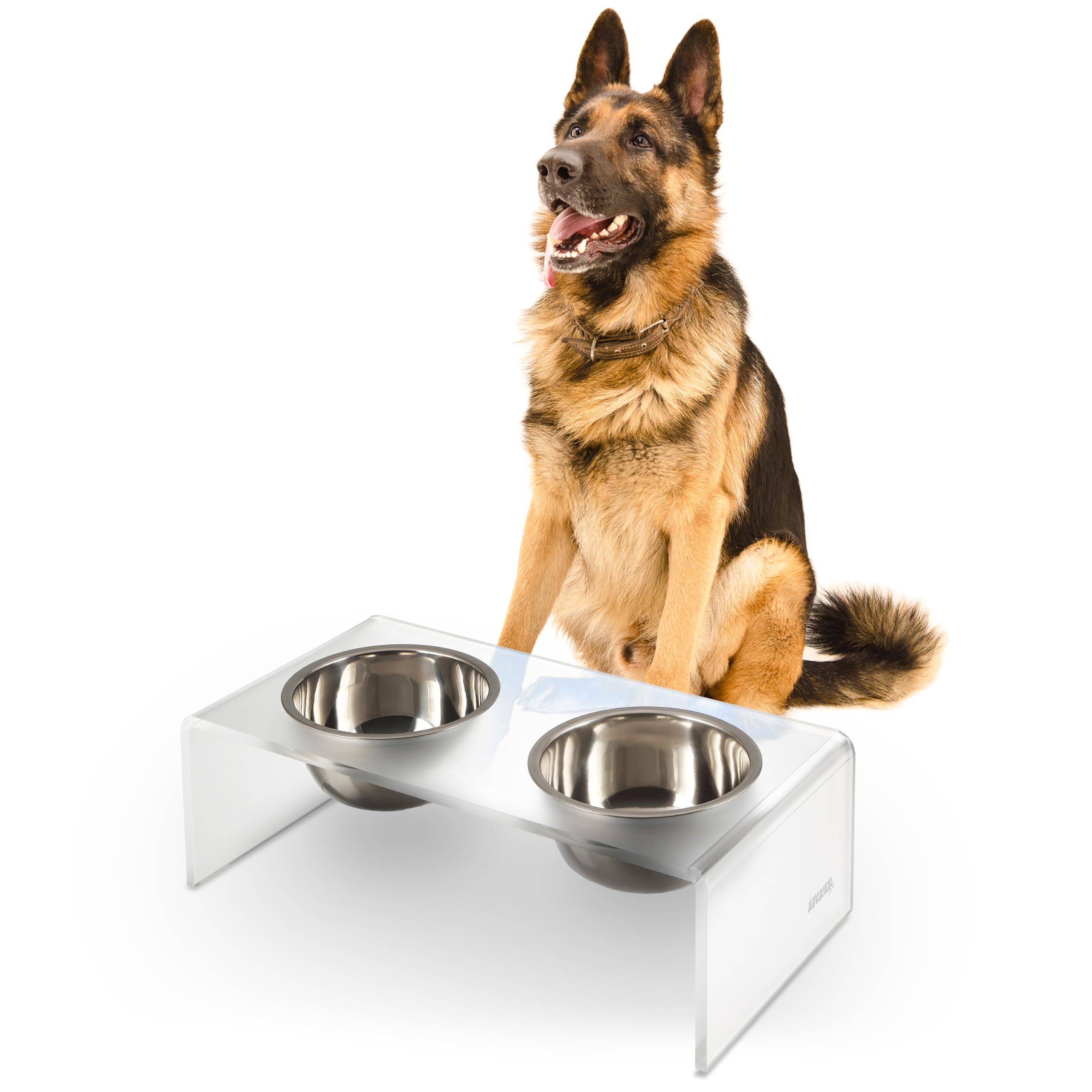 LICKER Acrylic Elevated Pet Feeder with Clear Stand