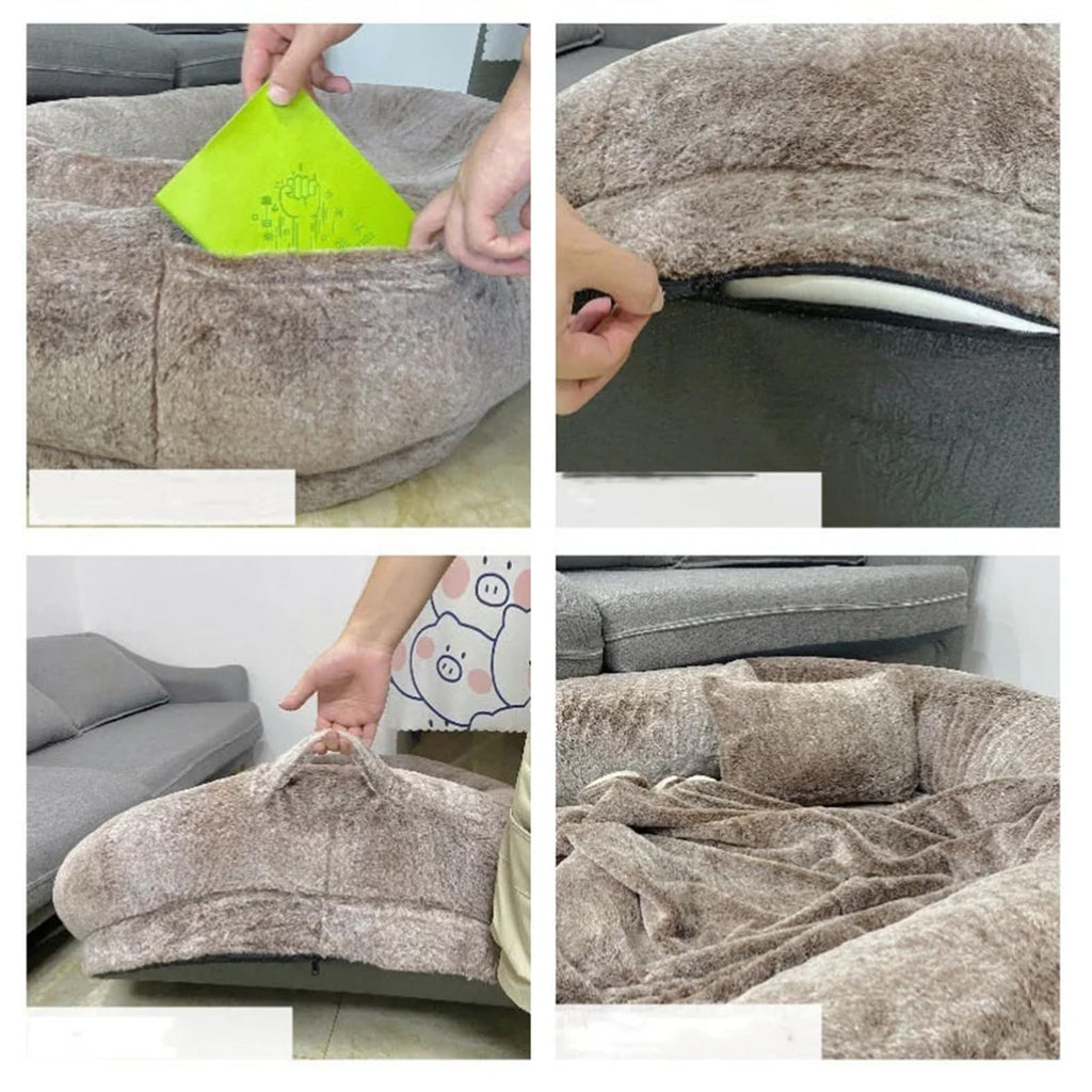 CUIYMXSC Giant Faux Fur Human Dog Bed with Orthopedic Foam